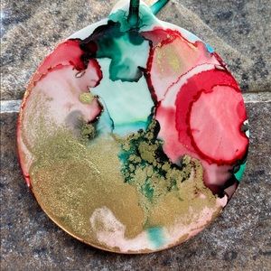 Red,Green,Gold Handpainted ornament